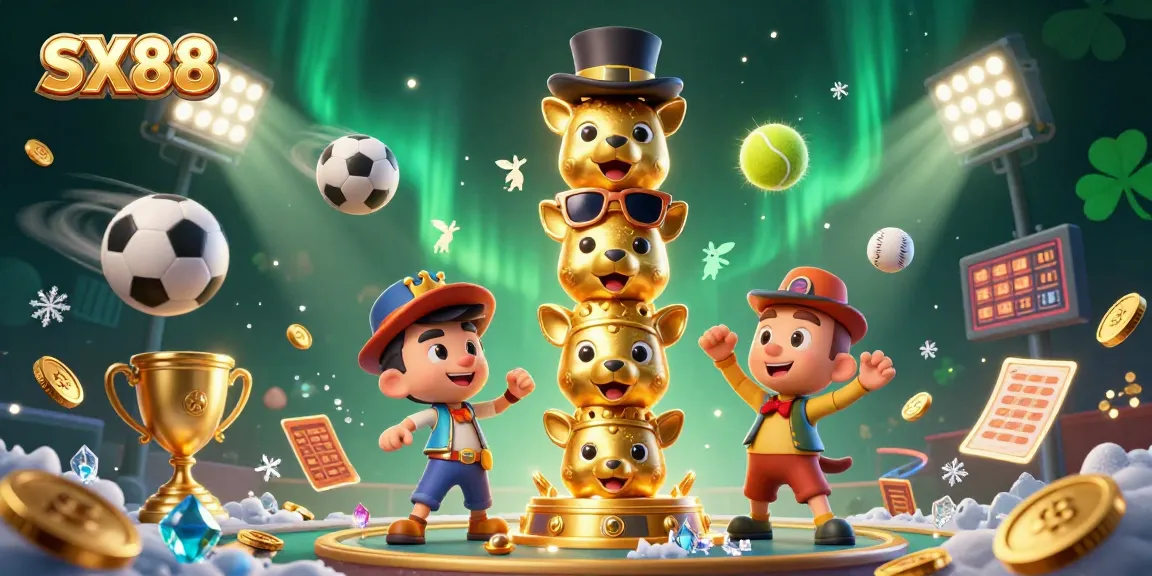 SX88's dynamic casino scene showcases vibrant sports betting actions with lively animated elements.