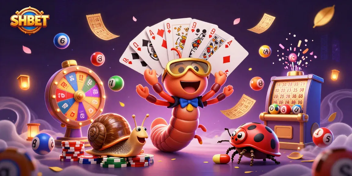 SHBET offers vibrant gaming excitement with a cartoon millipede dealer and colorful elements.