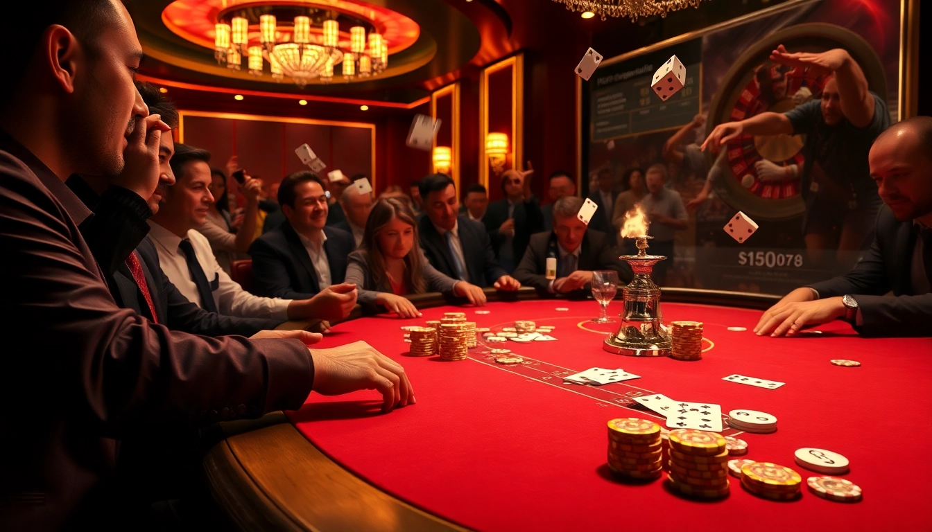 Gambling table scene with poker chips and cards at https://luongsontv23.com/ for an engaging gaming experience.