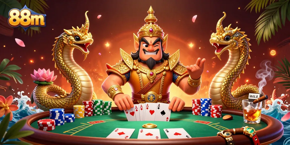 Experience the excitement of gaming at 88m with a vibrant poker scene featuring dynamic characters.