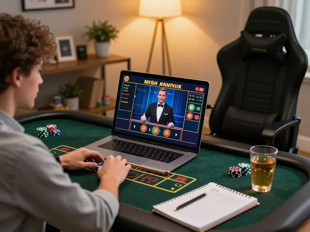 Engaging in online roulette gameplay at Debet on a laptop, showcasing strategic betting elements.