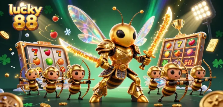 Play lucky 88 for exciting slot action with vibrant animated characters and dynamic gameplay elements.