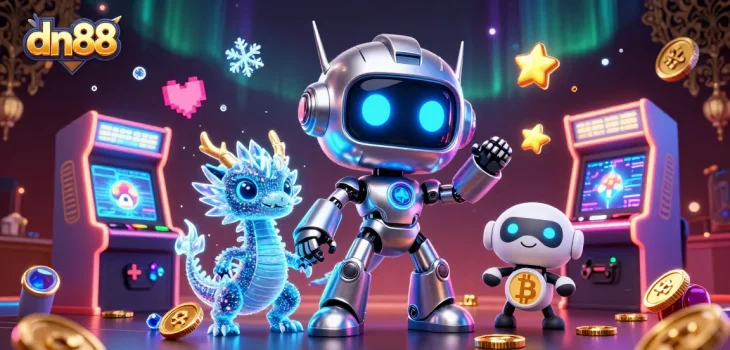 Experience thrilling gaming action at dn88 with a vibrant 3D digital illustration showcasing dazzling casino elements.